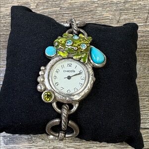 Chico’s Frog Charm Bracelet Watch – Whimsical Statement Piece
